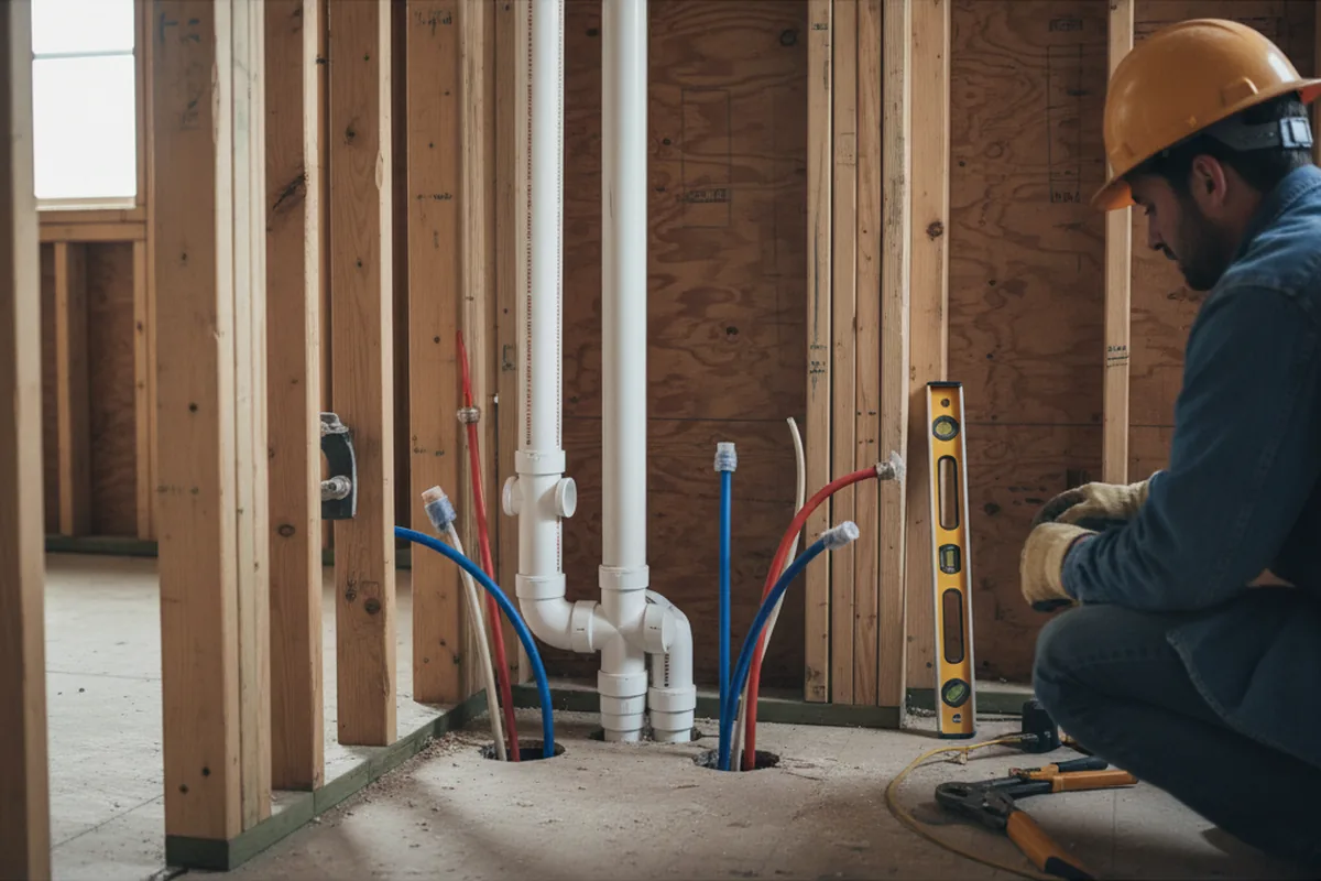 Drain and supply rough-in during Leak Detection in North Charleston